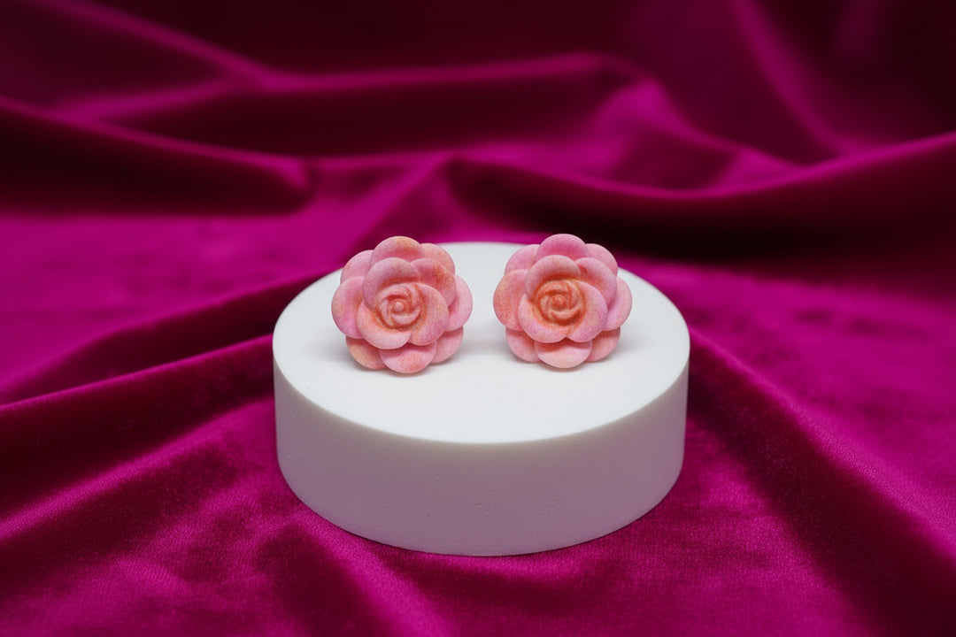 Multicolor Rose & Strawberry Stud Earrings (Mini) (4 sets)