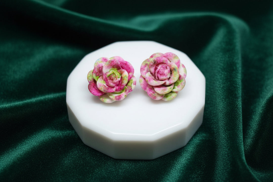 Multicolor Rose & Strawberry Stud Earrings (Mini) (4 sets)