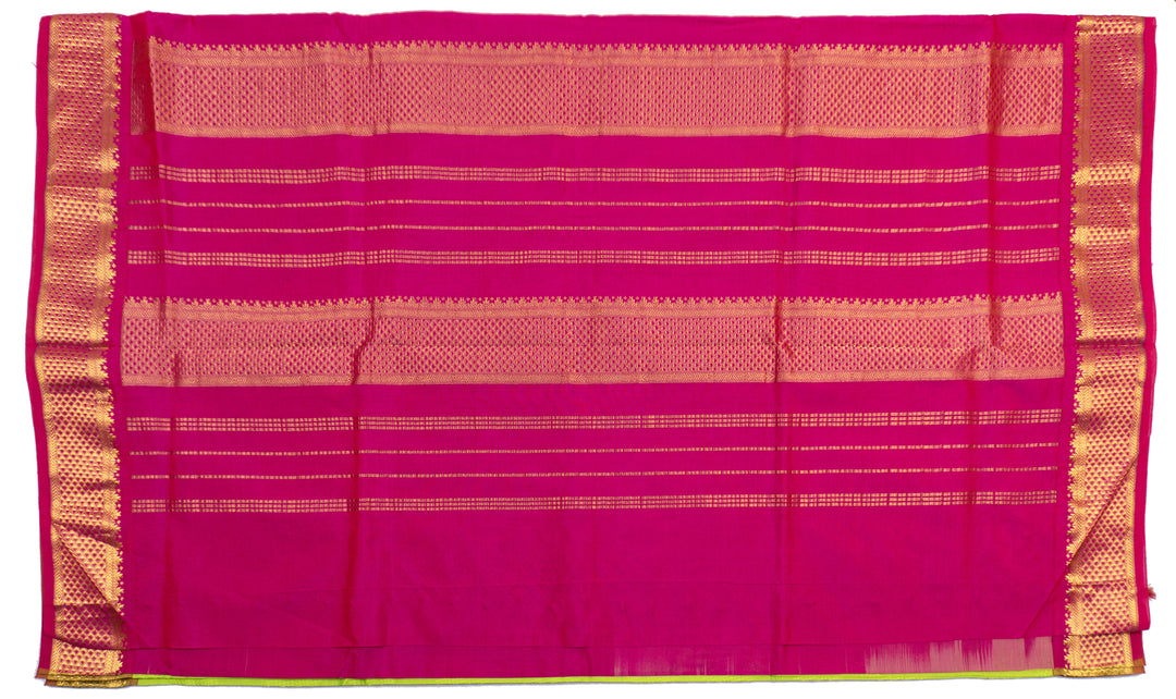 Slime Green Color Semi Jari Big Border Embossed Saree