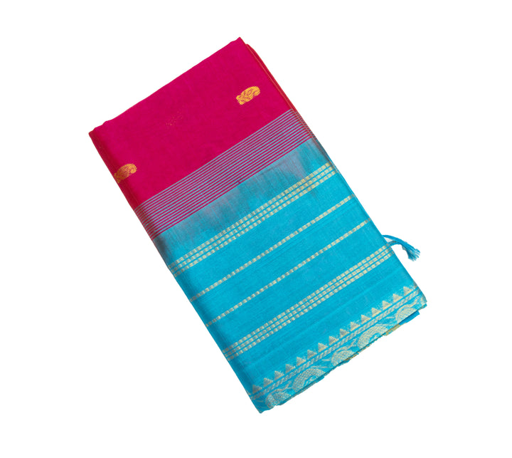 Magenta Pink Color Silk Cotton Saree