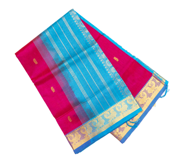 Magenta Pink Color Silk Cotton Saree