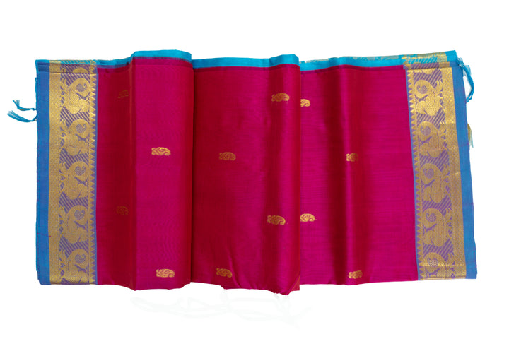 Magenta Pink Color Silk Cotton Saree