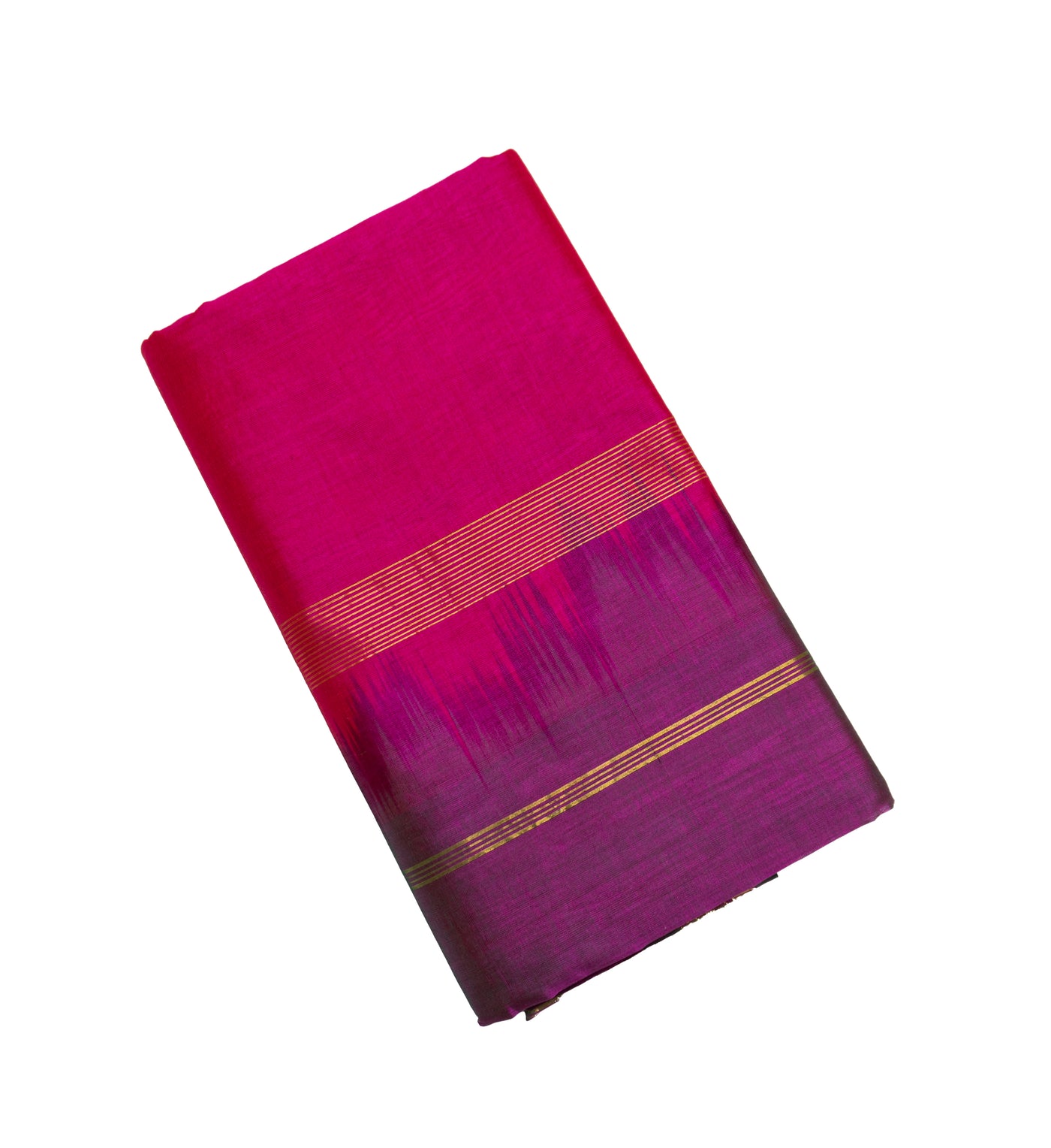 Magenta Color Silk Cotton Saree Plain Design with Double Side Border