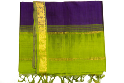 Dark Violet Color Silk Cotton Saree