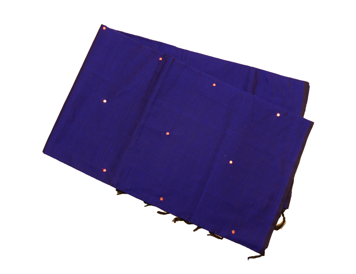 Violet Blue Color Semi Plain Glasswork Cotton Saree with contrast Color Blouse