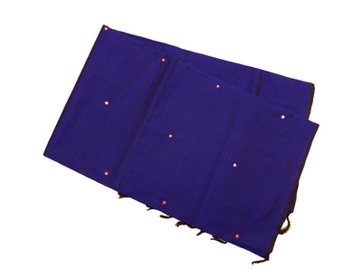 Violet Blue Color Semi Plain Glasswork Cotton Saree with contrast Color Blouse