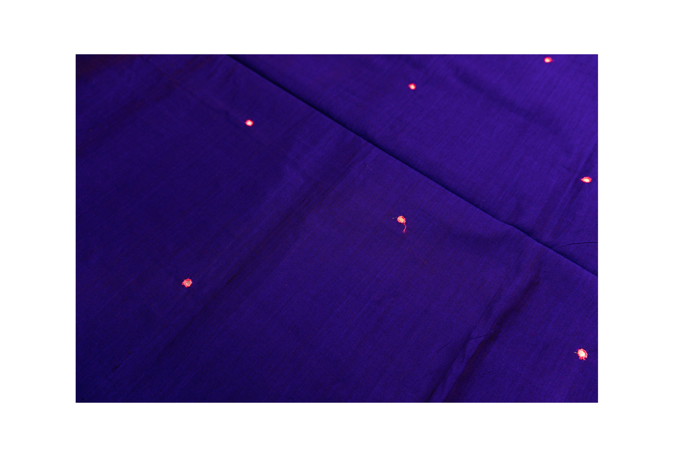 Violet Blue Color Semi Plain Glasswork Cotton Saree with contrast Color Blouse