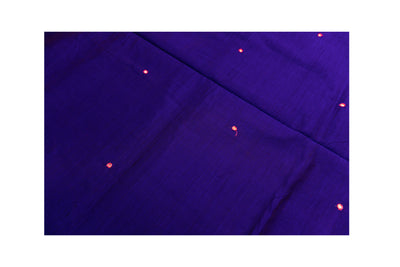 Violet Blue Color Semi Plain Glasswork Cotton Saree with contrast Color Blouse