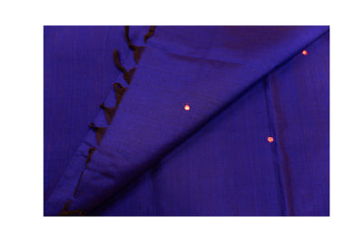 Violet Blue Color Semi Plain Glasswork Cotton Saree with contrast Color Blouse
