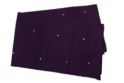 Deep Purple Color Semi Plain Glasswork Cotton Saree with Contrast Blouse
