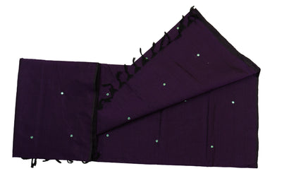 Deep Purple Color Semi Plain Glasswork Cotton Saree with Contrast Blouse