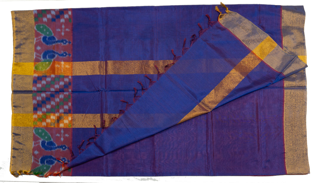 Pinkish Red Color Semi Kaddi Pochampalli Saree