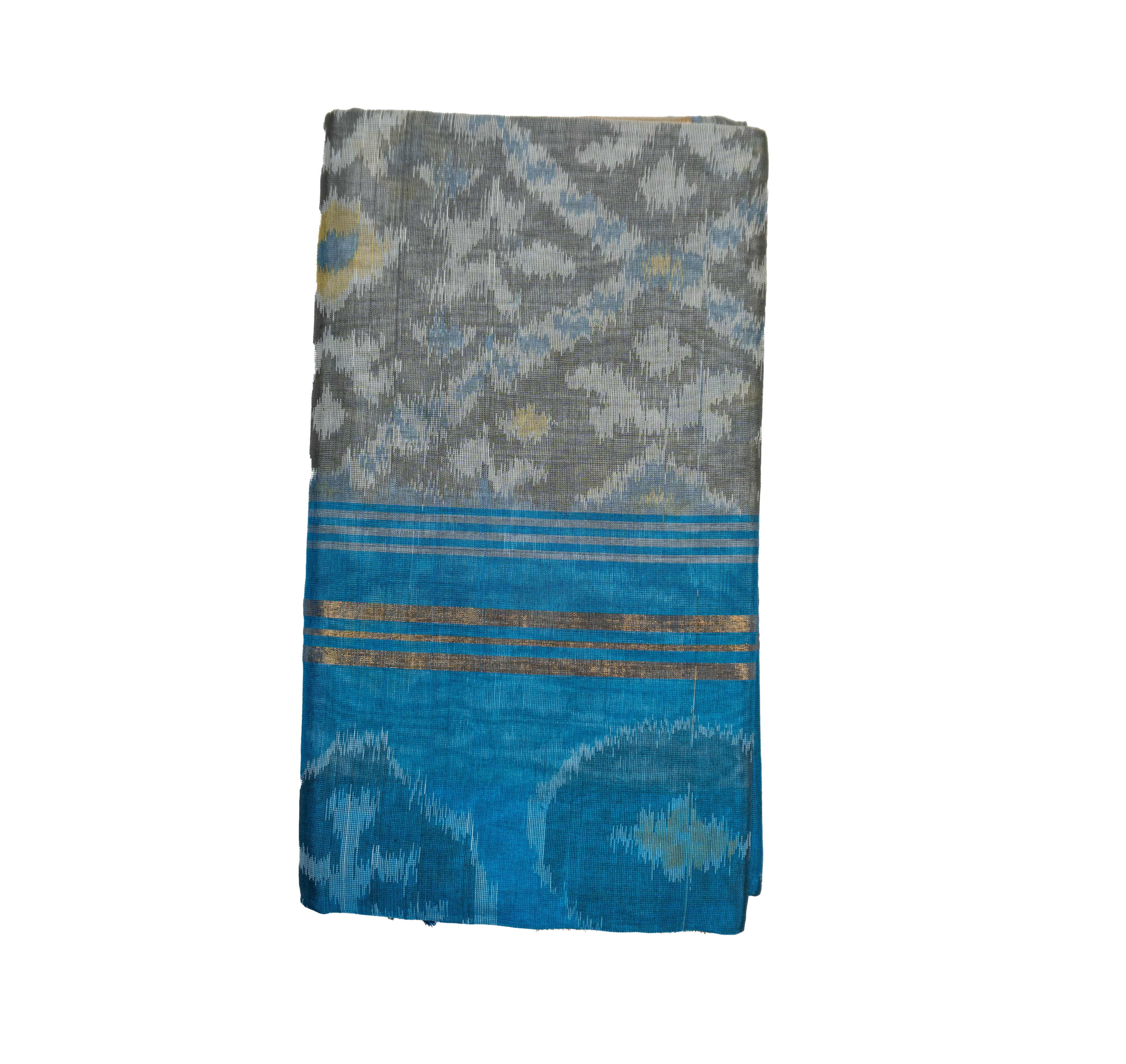 Gray Color Semi Kaadi Pochampalli Saree