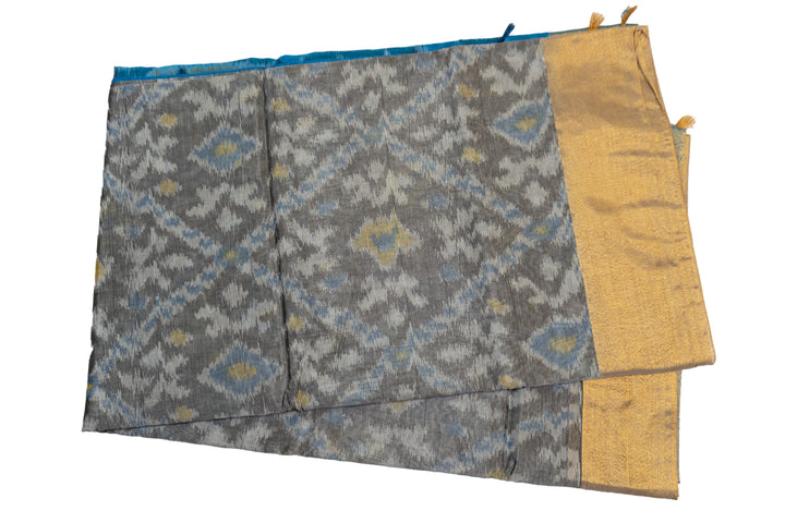 Gray Color Semi Kaadi Pochampalli Saree
