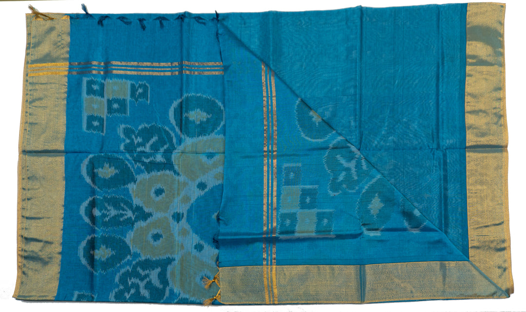 Gray Color Semi Kaadi Pochampalli Saree