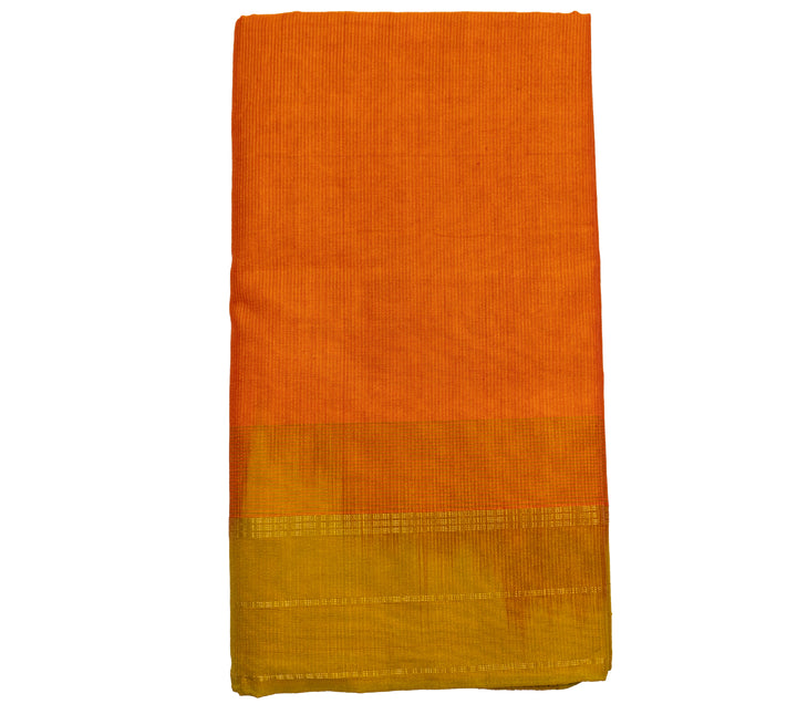 Dust Orange Color Semi Silk Cotton Zari Vairavoosi Saree