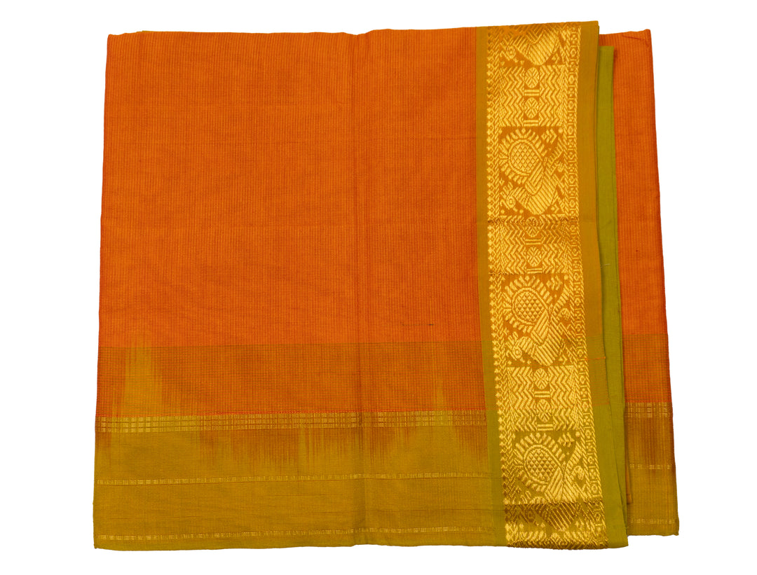 Dust Orange Color Semi Silk Cotton Zari Vairavoosi Saree