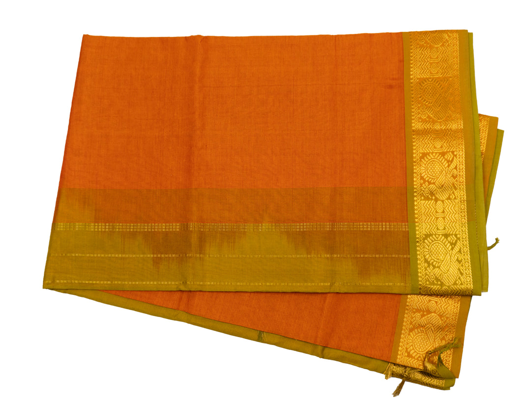 Dust Orange Color Semi Silk Cotton Zari Vairavoosi Saree