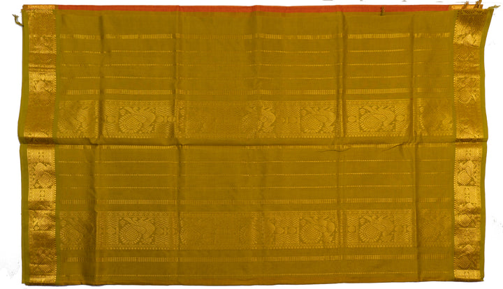 Dust Orange Color Semi Silk Cotton Zari Vairavoosi Saree