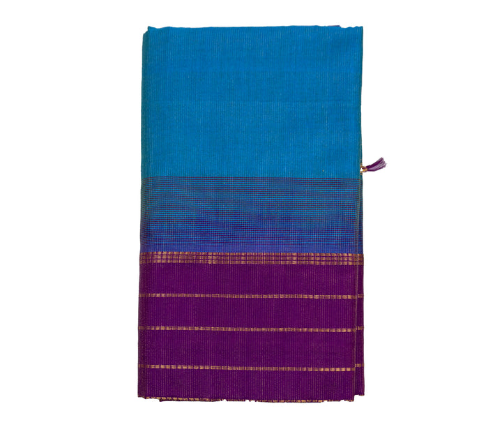 Sky-Blue Color Semi Silk Cotton Zari Vairavoosi Saree