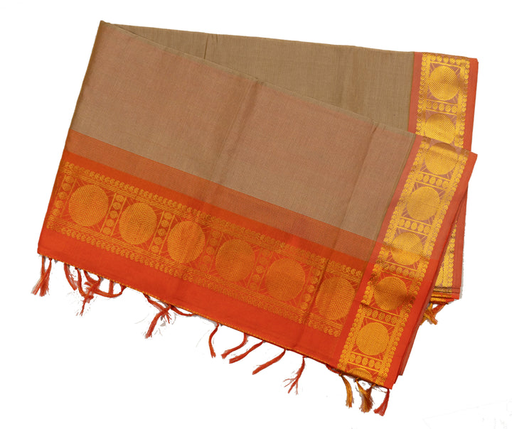 Beige Color Semi Silk Cotton Zari Vairavoosi Saree Vairavoosi Saree