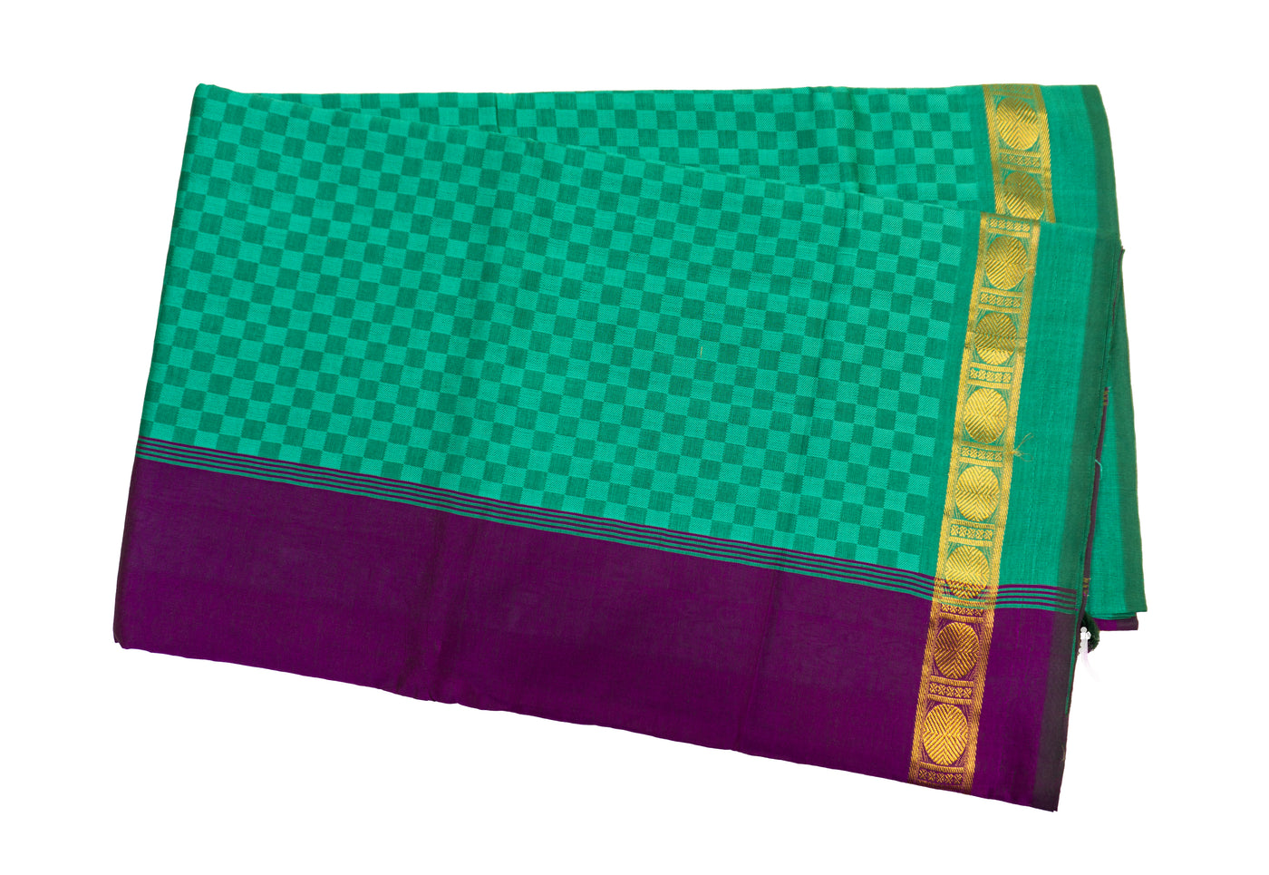 Emerald Green Color Semi Jari Cotton Saree