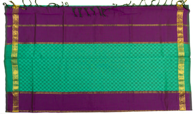 Emerald Green Color Semi Jari Cotton Saree