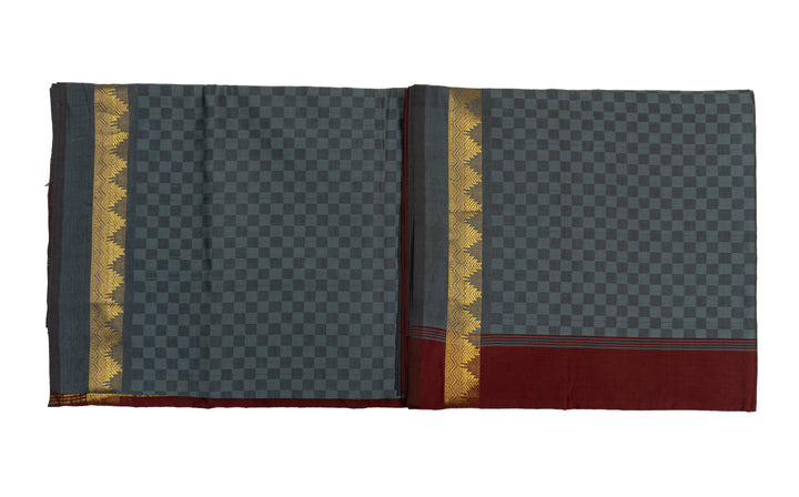 Gray Color Semi Silk Cotton Saree with Zari border