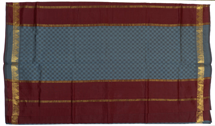 Gray Color Semi Silk Cotton Saree with Zari border