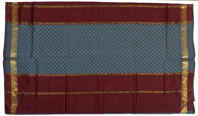 Gray Color Semi Silk Cotton Saree with Zari border