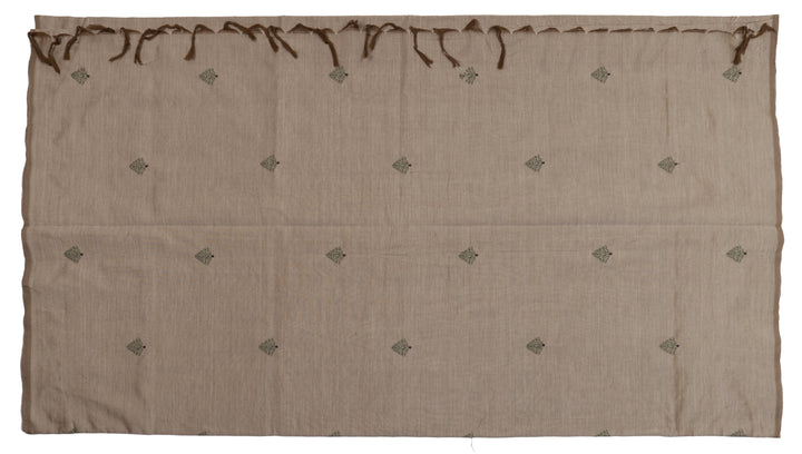 Beige Colour Cotton Embroidery Saree with contrast blouse