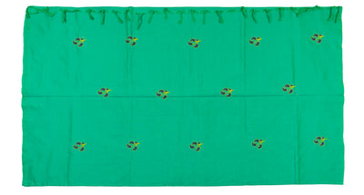 Green Colour Cotton Embroidery Saree with contrast blouse