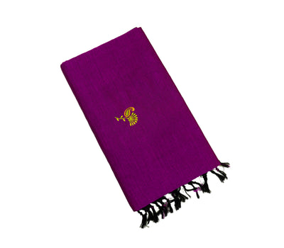 Purple Colour Cotton Embroidery Saree with contrast blouse