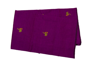 Purple Colour Cotton Embroidery Saree with contrast blouse