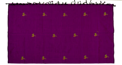 Purple Colour Cotton Embroidery Saree with contrast blouse