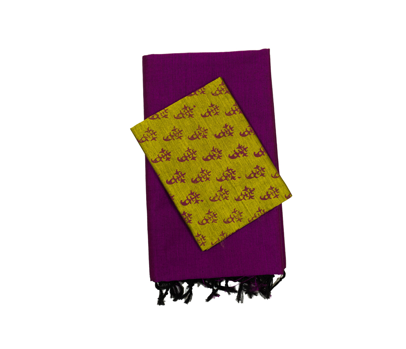 Purple Colour Cotton Embroidery Saree with contrast blouse