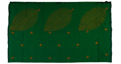 Lotus Green Colour Cotton Embroidery Saree with contrast blouse