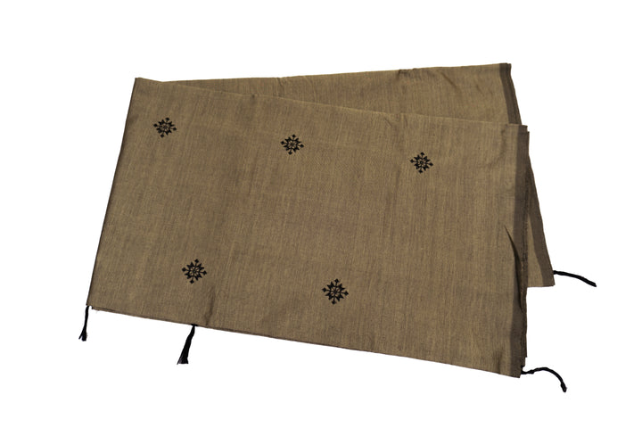 Beige Grey Colour Cotton Embroidery Saree with contrast blouse