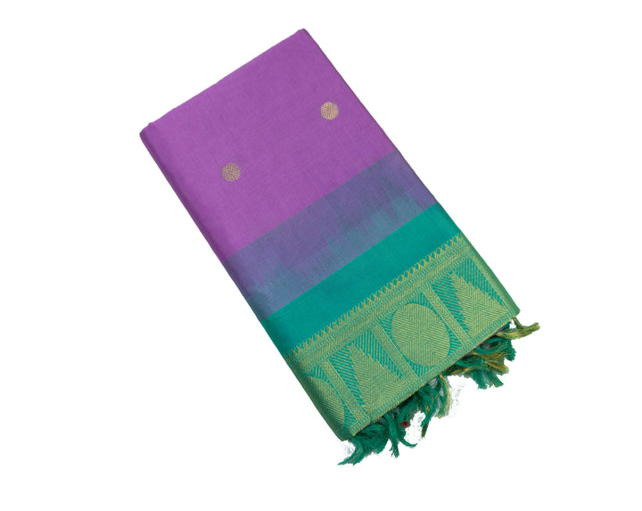 Purple Daffodil Color Semi Silk Cotton Saree with big butta