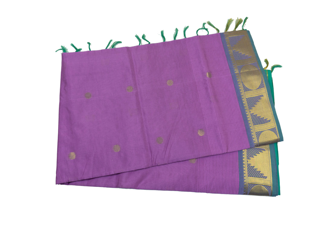 Purple Daffodil Color Semi Silk Cotton Saree with big butta