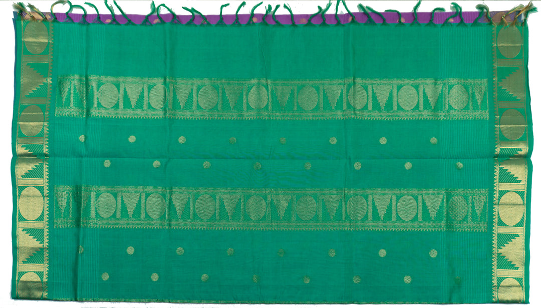 Purple Daffodil Color Semi Silk Cotton Saree with big butta