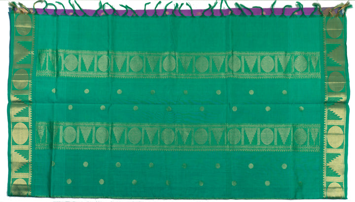 Purple Daffodil Color Semi Silk Cotton Saree with big butta