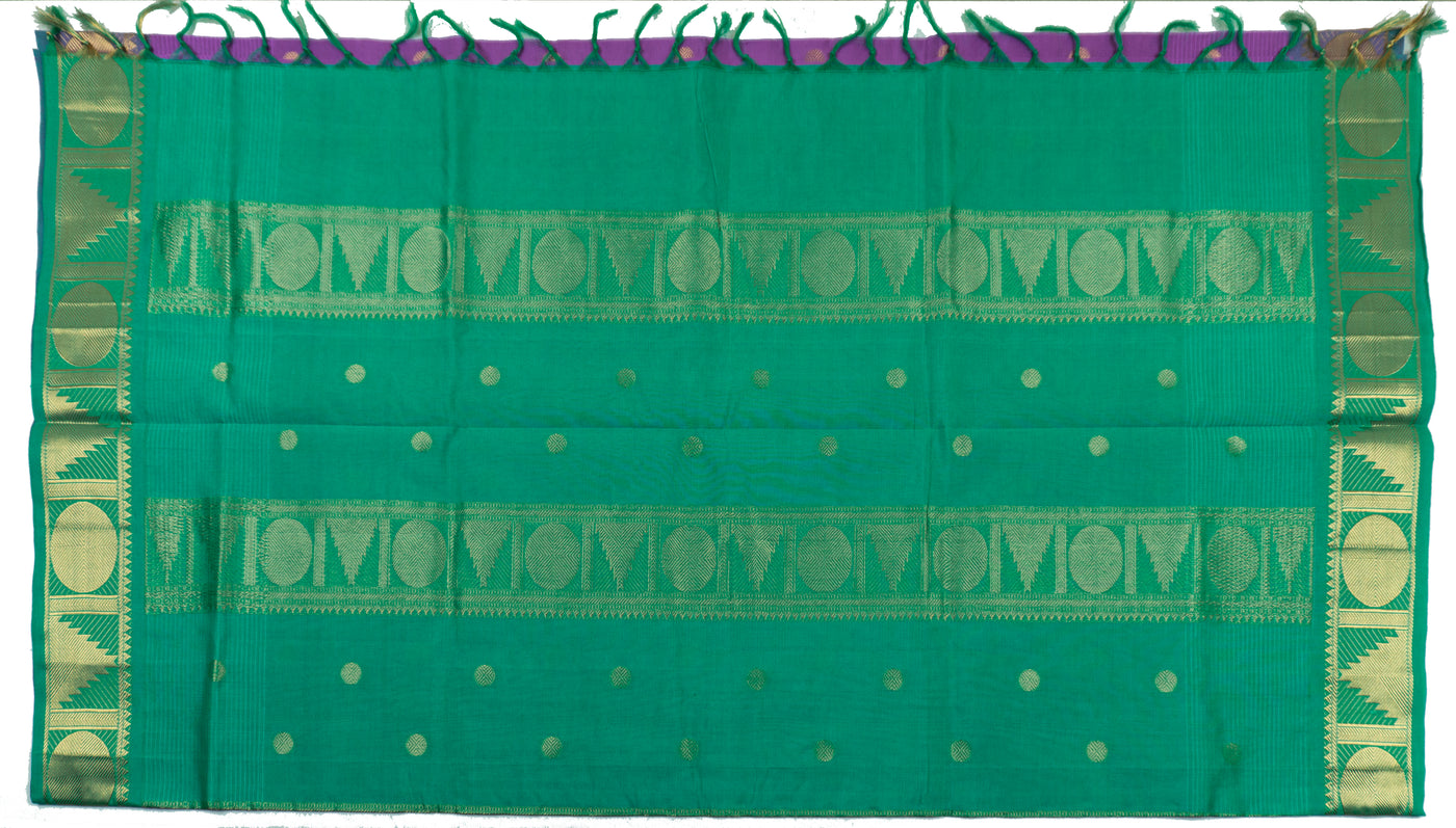 Purple Daffodil Color Semi Silk Cotton Saree with big butta