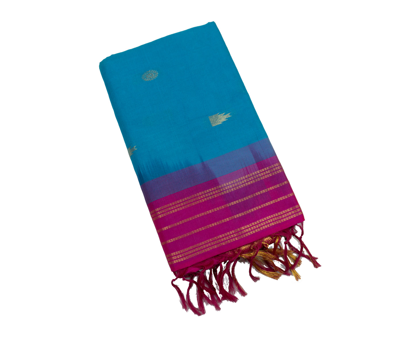 Sky-Blue Color Semi Silk Cotton Sarree with butta