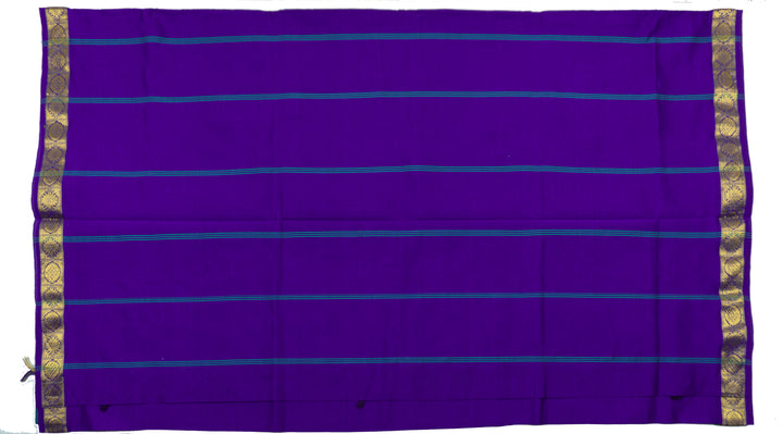 Aqua Green Color Semi Silk Cotton Plain Saree with Zari border