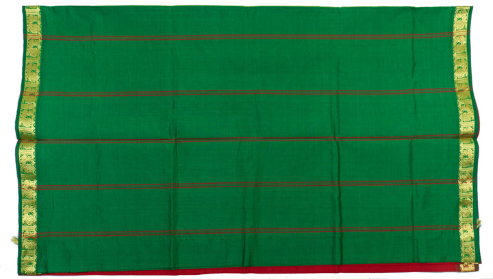 Red Color Semi Silk Cotton Plain Saree with Zari border