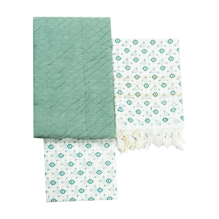 Metallic Green Color Cotton Chudi Material