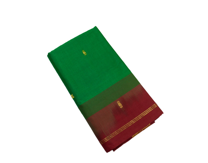 Green Color Semi Silk Cotton Saree with butta