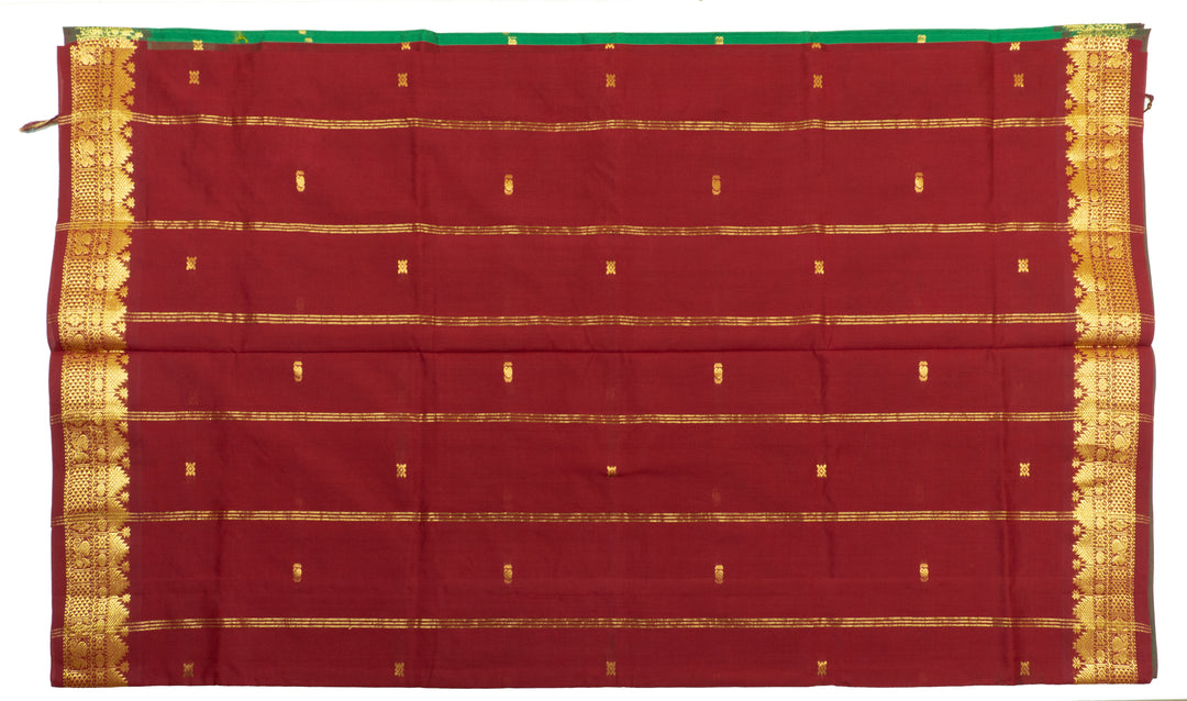 Green Color Semi Silk Cotton Saree with butta