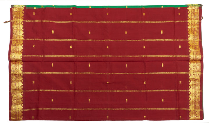 Green Color Semi Silk Cotton Saree with butta